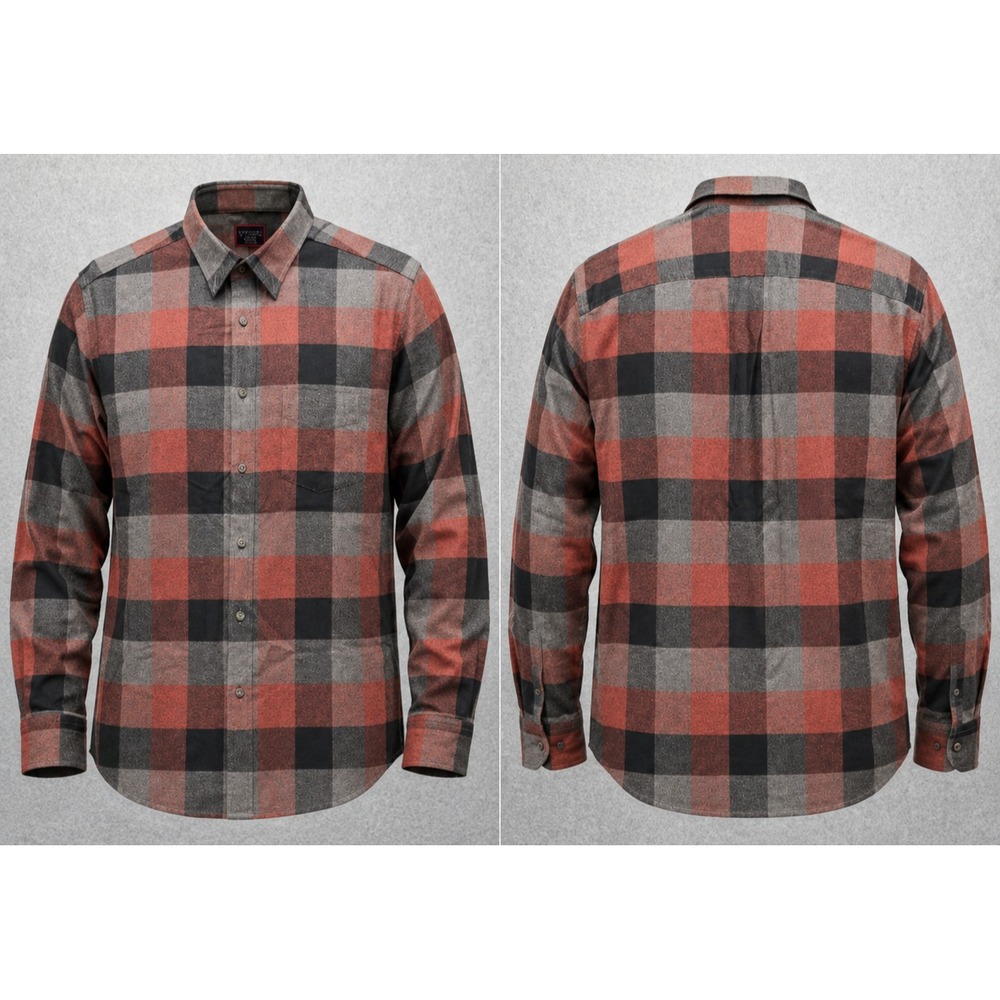 UNTUCKit Shirt Mens XL Orange Gray Plaid Flannel Pio Cesare Long Sleeve Gorpcore